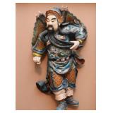 Antique Chinese Roof Tile Warrior Figure, Framed (Approx. 19.25" W x 28.25" H including frame)