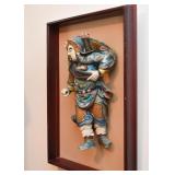 Antique Chinese Roof Tile Warrior Figure, Framed (Approx. 19.25" W x 28.25" H including frame)