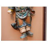 Antique Chinese Roof Tile Warrior Figure, Framed (Approx. 19.25" W x 28.25" H including frame)