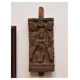 Asian Wood Carved Deity Wall Hanging (Approx. 6.75" W x 19" H)