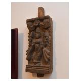 Asian Wood Carved Deity Wall Hanging (Approx. 6.75" W x 19" H)