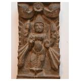 Asian Wood Carved Deity Wall Hanging (Approx. 6.75" W x 19" H)