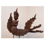 Asian Deity Wood Carving / Sculpture with Stand (Approx. 22" L x 21.5" H including stand) Asian Deity Wood Carving / Sculpture with Stand (Approx. 22" L x 21.5" H including stand)