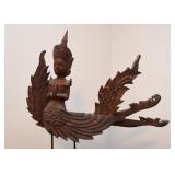 Asian Deity Wood Carving / Sculpture with Stand (Approx. 22" L x 21.5" H including stand)