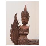 Asian Deity Wood Carving / Sculpture with Stand (Approx. 22" L x 21.5" H including stand) Asian Deity Wood Carving / Sculpture with Stand (Approx. 22" L x 21.5" H including stand)