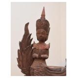 Asian Deity Wood Carving / Sculpture with Stand (Approx. 22" L x 21.5" H including stand)