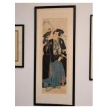 Japanese Print, Framed (Approx. 34.5" H x 14.5" W including frame) Japanese Print, Framed (Approx. 34.5" H x 14.5" W including frame)