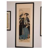 Japanese Print, Framed (Approx. 34.5" H x 14.5" W including frame)