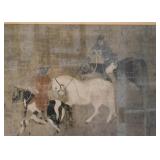 Asian Print with Horses, Framed (Approx. 22" L x 20" H including frame)