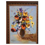 Still Life Oil Painting, Signed Ruiz (Approx. 15" L x 19" H including frame)