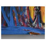 Damage Shown Here - Large Abstract Painting, Signed (Approx. 46" L x 33" H)