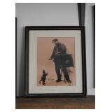 Framed Print of Organ Grinder with Monkey (Approx. 11.5" L x 13.5" H including frame)