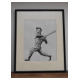 Signed Joe Dimaggio Baseball Artwork (Approx. 11.25" L x 14.25" H including frame)