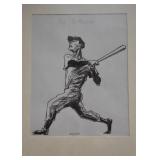 Signed Joe Dimaggio Baseball Artwork (Approx. 11.25" L x 14.25" H including frame)