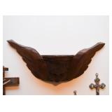 Wood Carved Cherub Angel Wall Shelf (Approx. 16" L x 6" H) Wood Carved Cherub Angel Wall Shelf (Approx. 16" L x 6" H)