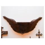 Wood Carved Cherub Angel Wall Shelf (Approx. 16" L x 6" H) 