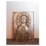 Religious Clay Tile with Silver Leaf (Approx. 6.5" L x 4.75" W)