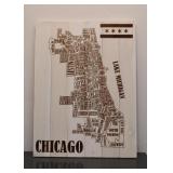 Chicago Neighborhoods Wood Wall Hanging (Approx. 21" L x 28" H)