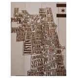 Chicago Neighborhoods Wood Wall Hanging (Approx. 21" L x 28" H)