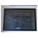 Black World Map, Framed (Approx. 39" L x 27" H including frame) Black World Map, Framed (Approx. 39" L x 27" H including frame)