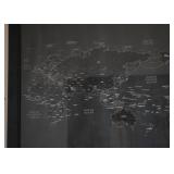 Black World Map, Framed (Approx. 39" L x 27" H including frame)