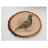 Pigeon Artwork on Wood Slab(Approx. 11.5" L x 9" H)