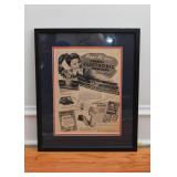 Vintage Lionel Trains Advertisement, Framed (Approx. 15.75"L x 19" H including frame)