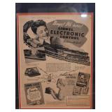 Vintage Lionel Trains Advertisement, Framed (Approx. 15.75"L x 19" H including frame)