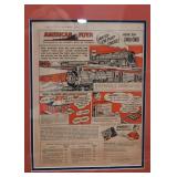 Vintage American Flyer Trains Advertisement, Framed (Approx. 15.75"L x 19" H including frame) Vintage American Flyer Trains Advertisement, Framed (Approx. 15.75"L x 19" H including frame)