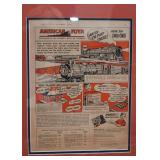 Vintage American Flyer Trains Advertisement, Framed (Approx. 15.75"L x 19" H including frame)