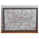 Framed London Underground Map / Poster (Approx. 38.5" L x 26.5" H including frame)