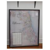 Framed Chicago Neighborhoods Map / Poster (Approx. 33" L x 41" H including frame)