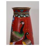 Chinese Cloisonne Vase with Peacocks (Approx. 10" H)