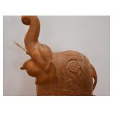 Wood Carved Elephant Statue / Sculpture (Approx. 10.75" H)