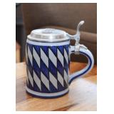 Covered Beer Stein (Blue & White) Covered Beer Stein (Blue & White)