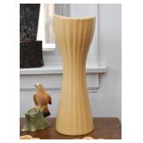 Tall Vintage Pottery Vase (Yellow, Approx. 14.75" H, unmarked)