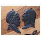 Vintage Cast Iron George & Martha Washington Wall Hangings