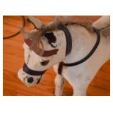 Antique Rolling Horse Toy (Real fur, missing one ear, approx. 29" L x 29.5" H)