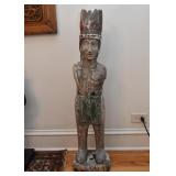 Folk Art Wooden Indian Statue (missing arms, approx. 39.25" H) Folk Art Wooden Indian Statue (missing arms, approx. 39.25" H)