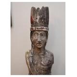 Folk Art Wooden Indian Statue (missing arms, approx. 39.25" H) Folk Art Wooden Indian Statue (missing arms, approx. 39.25" H)