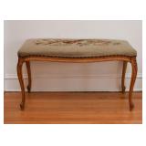 Vintage Bench with Needlepoint Seat