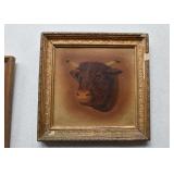 Antique Framed Steer Painting