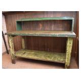 Industrial Work Table / Potting Bench (Metal & Wood)