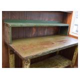 Industrial Work Table / Potting Bench (Metal & Wood)