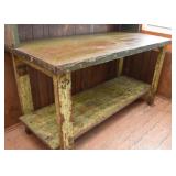 Industrial Work Table / Potting Bench (Metal & Wood)