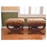 Pair of Floral Upholstered Ottomans