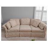 Neutral 3-Seat Damask Sofa