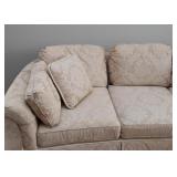 Neutral 3-Seat Damask Sofa