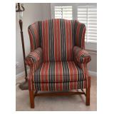 Wingback Chair with Striped Upholstery