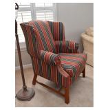 Wingback Chair with Striped Upholstery